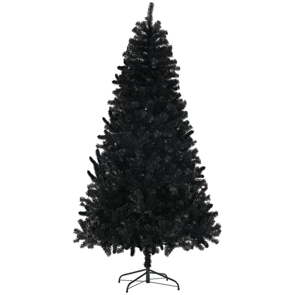 Christmas Trees HOMCOM 7.5ft Tall Artificial Christmas Tree, Unlit Xmas Tree with 1346 Branch Tips, Auto Open, Steel Base, Holiday Décor for Home Office, Black,Artificial Christmas Trees
