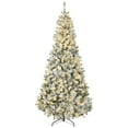thumbnail image 1 of Christmas Trees HOMCOM 7.5ft Tall Prelit Artificial Christmas Tree Holiday Décor with 1188 Snow Flocked Branches, 500 Warm White LED Lights, Auto Open, Green,Artificial Christmas Trees, 1 of 10