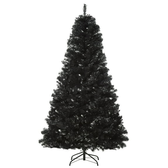 Christmas Trees HOMCOM 7ft Artificial Christmas Tree Unlit Douglas Fir with Realistic Branches and 1346 Tips, Black Halloween Style,Artificial Christmas Trees