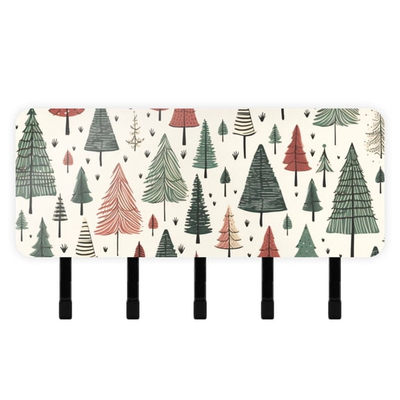 Christmas Trees Key Holder for Wall Mail Holder Organizer with 5 Key Hooks Wall Mount Key Rack with Shelf