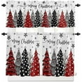 thumbnail image 1 of Christmas Trees Kitchen Curtains and Valances Set, Rod Pocket Curtains Tier Farmhouse Window Curtains 36 Inch Length, Red Black Grey Xmas Pine Winter Snowflake 3 Piece Kitchen Curtains Set, 1 of 6