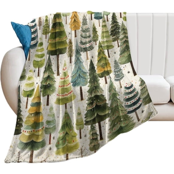 Christmas Trees Luxury Flannel Blanket 50"x60" Winter Holiday Throw Blanket Super Soft Warm Throw Flannel Blanket Gifts for Women Throw Blanket Unique Ideas Girls Boys Lightweight Fuzzy Blanket