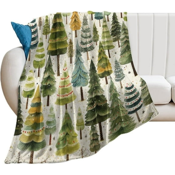 Christmas Trees Luxury Flannel Blanket 50"x60" Winter Holiday Throw Blanket Super Soft Warm Throw Flannel Blanket Gifts for Women Throw Blanket Unique Ideas Girls Boys Lightweight Fuzzy Blanket