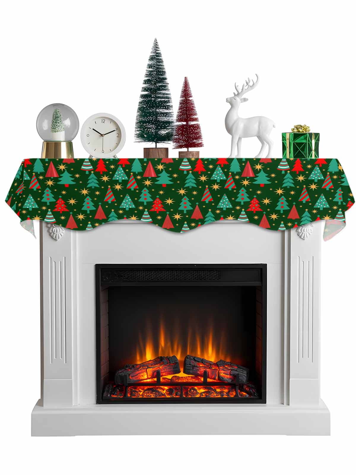 Christmas Trees Mantel Scarf Fireplace Decorations for Living Room ...
