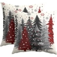 thumbnail image 1 of Christmas Trees Pillow Covers 18x18 Inch Red Gray and White Winter Tree Snowflake Decorative Throw Pillows Set of 2 Rustic Xmas Holiday Pillowcases for Couch Sofa Bed Home Decor, 1 of 3