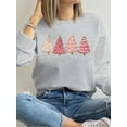 thumbnail image 1 of Women Christmas Sweatshirt Christmas Trees Graphic Shirt Casual Loose Crew Neck Long Sleeve Gray Top, 1 of 4