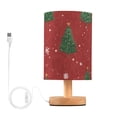 thumbnail image 1 of Christmas Trees Red Background Table Lamp with USB Port LED Warm Light Lamp Night Light Home Decor, 1 of 7