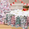 thumbnail image 1 of Christmas Trees Round Tablecloth 60 x 60 Inch, Pink Xmas Snowflakes Buffalo Plaid Check Decorative Table Cloth Dining Table Cover, Winter Holiday Farmhouse Dinner Party Picnic Decoration, 1 of 5
