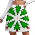 thumbnail image 1 of Christmas Trees Shaped Snowflake Design Women's High Waist Skirt Stretchy Casual Mini Skirt, 1 of 8