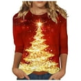 thumbnail image 1 of Christmas Trees Shirts for Women Funny Snowflake Print Long Sleeve Crewneck Loose Fit Pullover Tees Xmas Vacation Fashion Tunic Tops, 1 of 4