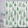 thumbnail image 1 of Christmas Trees Shower Curtain Merry Christmas Green Bathroom Curtain Xmas Winter Polyester Fabric Shower Curtain Set with 12 Hooks, 72x72 Inches, 1 of 6