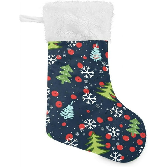 Christmas Trees Snow Christmas Stockings Cartoon Christmas Presonalized Large Stocking Sock, Set of 1 Xmas Party Winter Decor Candy Bag Family Holiday Gift, 17.7 Inch