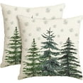 thumbnail image 1 of Christmas Trees Snowflake Throw Pillow Covers Set of 2, 18 x 18 Inch Winter Holiday Cushion Case Decoration for Sofa Couch, 1 of 6