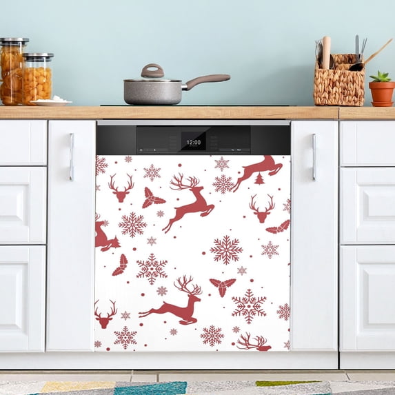Christmas Trees and Snowflakes Dishwasher Magnet Cover Magnetic Dishwasher Refrigerator Sticker Door Home Decorative Art Kitchen Panel Decal 23x26 Inch