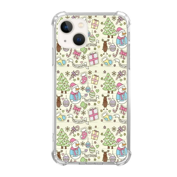 Christmas Trees Snowman Case Compatible with iPhone 14 Plus,Aesthetic Art Design TPU Bumper Cover Case