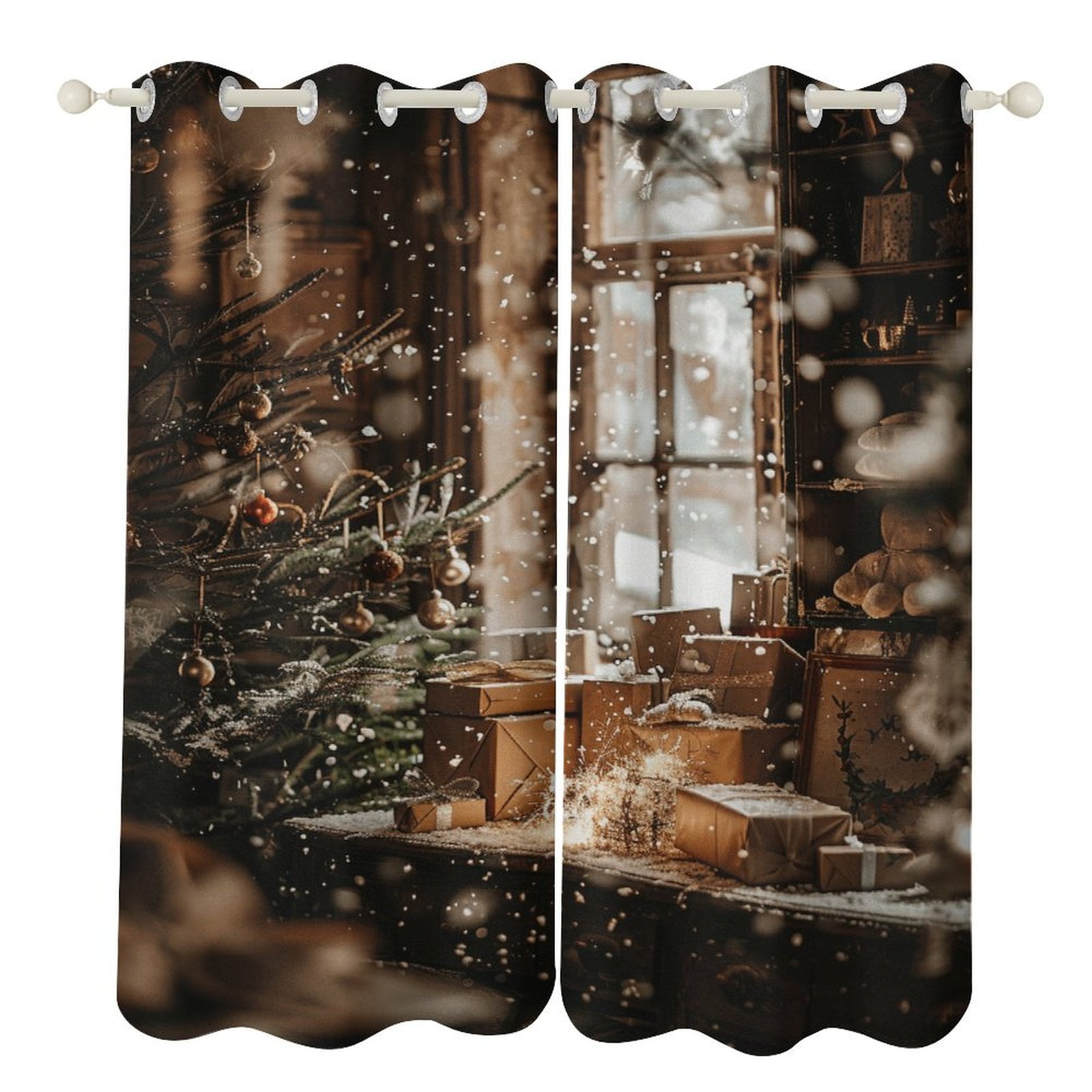 Christmas Trees, Snowmen Curtains Aesthetic Envrionmental Friendly ...