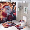 thumbnail image 1 of Christmas Trees, Snowmen Shower Curtain Home Decor, Polyester Cotton Fabric Waterproof Modern Bath Curtain with 12 Hooks 72x72 Inch, 1 of 8