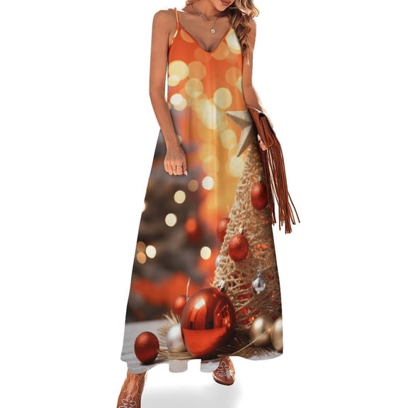 Christmas Trees, Snowmen Sleeveless Dress for Women Clothing Female Women's Summer Skirt