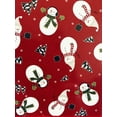 thumbnail image 1 of Christmas Trees Snowmen Snowflakes on red PVC Free PEVA Vinyl Tablecloth Flannel Backed 52"x52" Square, 1 of 3