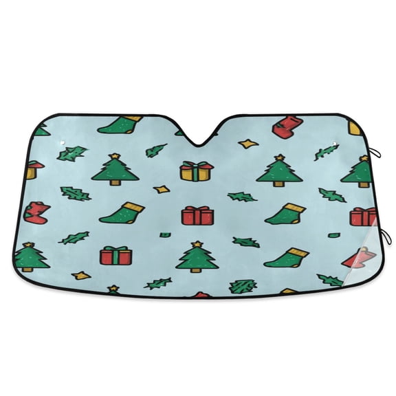Christmas Trees Socks Presents Leaves Simple Vectors Windshield Sun Shade Automobile Visor Accordion Folding Car Accessories S