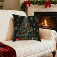 thumbnail image 1 of Christmas Trees Star Black Throw Pillow Cover, 18 x 18 Inch Snowflake Seasonal Winter Holiday Cushion Case Decoration for Sofa Couch, 1 of 6