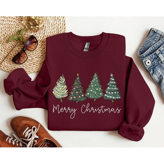 Christmas Trees Sweatshirt, Holiday Sweater, Christmas Shirt, Winter Sweatshirt, Merry Christmas Sweatshirt, Womens Holiday Sweatshirt