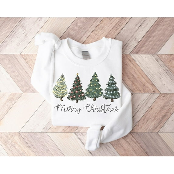Christmas Trees Sweatshirt, Merry Christmas Sweatshirt, Holiday Sweater, Womens Holiday Sweatshirt, Christmas Shirt, Winter Sweatshirt