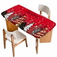 thumbnail image 1 of Christmas Trees Table Cloths for 5 Foot Rectangle Tables, Red Xmas Pine Tree Snowflake Plaid Patio Waterproof Elastic Fitted Tablecloths, Washable Rectangular Table Cover for Camping, 1 of 8