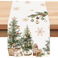 thumbnail image 1 of Christmas Trees Table Runner 13x90 Inch Xmas Balls Snowflakes Holly Pine Cone Houses Winter Holiday Kitchen Dining Table Decoration for Home Party Décor, 1 of 6