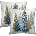 thumbnail image 1 of Christmas Trees Throw Pillow Covers 16x16, 2 Pcs Blue Xmas Trees Winter Pine Forest Farmhouse Decorative Pillow Cases Cushion Cover for Bed Sofa Couch Porch Outdoor Home Decor, 1 of 5