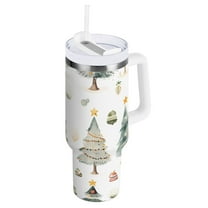 Christmas Trees Tumbler with Handle and Straw Insulated Travel Mug Reusable Stainless Steel Water Bottle 40 oz
