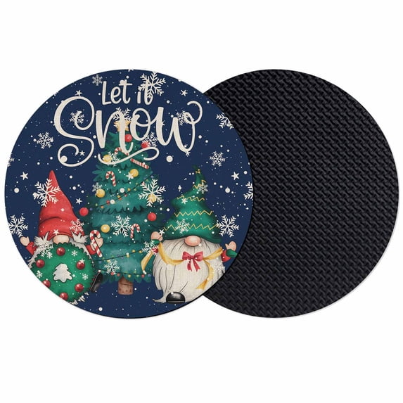 Christmas Trees Winter Coasters Set of 2, Absorbent Coasters for Drinks, Xmas Green Gnomes Snowflake Coaster for Desk Coffee Table Protection, Home Decor House Warming Gifts 4"