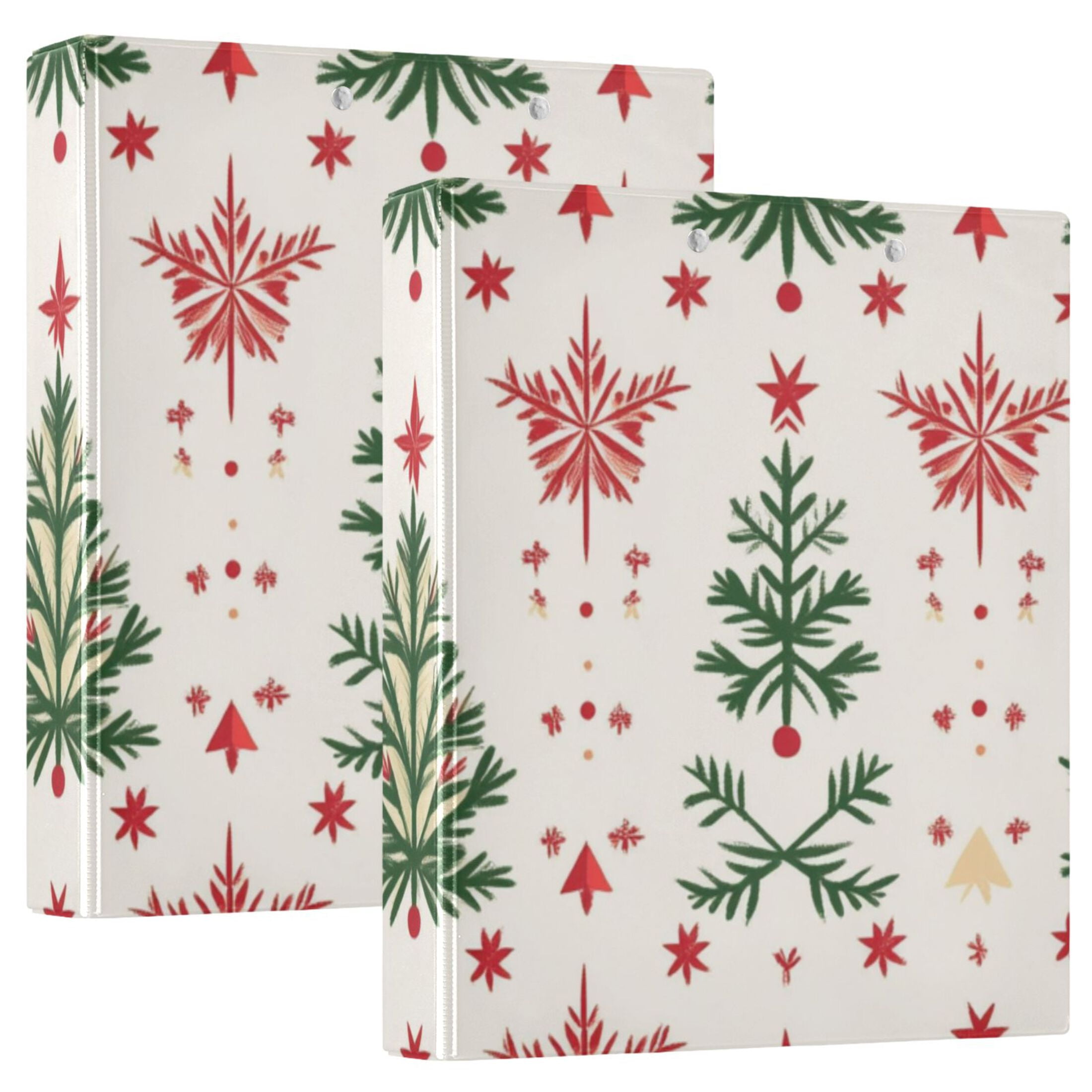 Christmas Trees and Snow 3 Ring Binders 1.5 inch Hardcover File Folders with Interior Pockets A4 Size Organizer for School Office Hospital