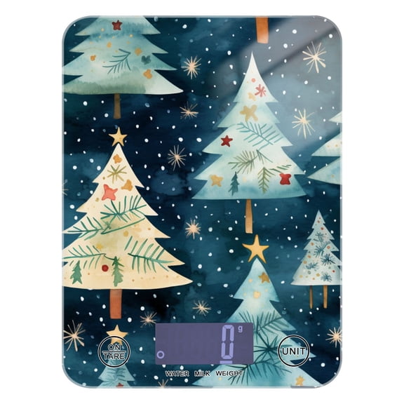 Christmas Trees and Stars Food Scale Digital Kitchen Scale Waterproof Tempered Glass Tare Function 11 lb for Baking Cooking Meal Prep