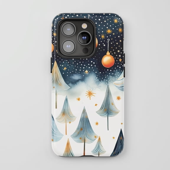 Christmas Trees for All iPhone Series Tough Phone Case Watercolor Winter