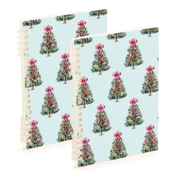 Christmas Trees with Pink Bows Notebook Detachable Coil Notebook Diary Plan Book A5 Size 60 Pages 1 Pack
