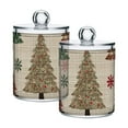 thumbnail image 1 of Christmas Trees with Plaid Red Green Snowflake Translucent Plastic Cans Storage Canisters with Lid Set of 2, 1 of 7