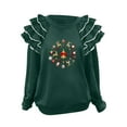 thumbnail image 1 of Christmas Trendy Sweatshirts for Women Ruffle Pleated Long Sleeve Oversized Crewneck Pullover Holiday Tops (XL, Army Green 11), 1 of 7