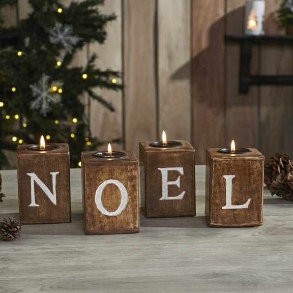Tealight Holders Noel Cube Set of 4 4x3x3