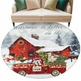 thumbnail image 1 of Christmas Truck Barn Round Area&nbsp;Rug 5ft Barn Snowman Christmas Tree Dog Cow Non-Slip&nbsp;Washable Circle Rugs Soft Felt Indoor Floor Mat for Bedroom Kitchen Living Room Bathroom, 1 of 9
