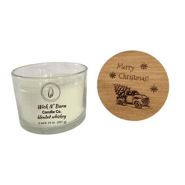 Christmas Truck Blended Whiskey Scented 3-Wick Candle, 14 oz, with Decorative Bamboo Lid