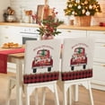 thumbnail image 1 of Christmas Truck Chair Covers Set of 8 Retro Xmas Gnome Poinsettia Leaf Line Plaid Chair Back Covers Stretch Removable Washable Slipcovers Protector for Dining Room Kitchen Party Decor, 1 of 5