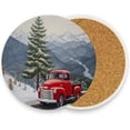 thumbnail image 1 of Christmas Truck Coasters Absorbent Moisture Non-Slip Drink Coaster Ceramic Stone with Cork Base Desktop Protection, 2PCS, 1 of 6