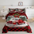 thumbnail image 1 of Christmas Truck Comforter Set Queen Size Red Plaid Decor Pine Tree Bedding Set Winter Snow View Quilt Set Happy New Year Gifts Duvet Insert, 1 of 6