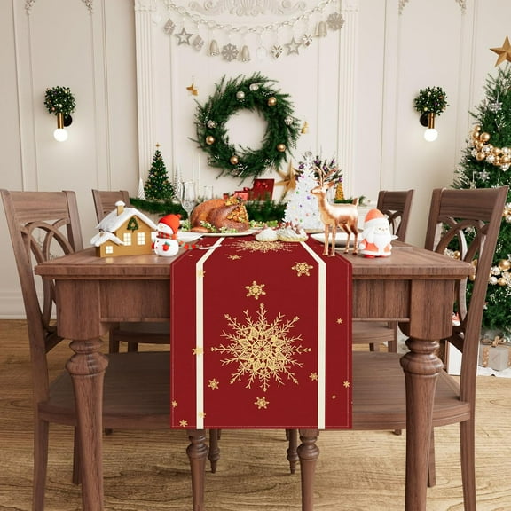 Christmas Truck Cotten Linen Table Runners 71 inches Long, Red Buffalo Plaid, Non-Slip Burlap Table Cloth Runner for Home/Dining/Wedding/Party/Holiday, Farmhouse Christmas Theme Table Decorations