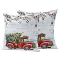 thumbnail image 1 of Christmas Truck Outdoor Pillow Covers 16"x16" Set of 2,Waterproof Throw Pillow Covers for Patio Furniture,Xmas Tree Branch Red Balls Snowflake Rustic Decorative Cushion Pillowcases for Garden Sofa, 1 of 9