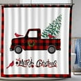 thumbnail image 1 of Christmas Truck Shower Curtain Red Black Buffalo Check Plaid Car Xmas Pine Tree Rustic Farmhouse Winter Holiday Decor 72x72in, 1 of 7