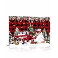 thumbnail image 1 of Christmas Truck Snowman Canvas Print Wall Art Xmas Ball Snowflakes Red Plaid Pictures Painting Morden Artwork for Living Room Bedroom, Ready to Hang - 12"x16", 1 of 6