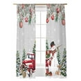 thumbnail image 1 of Christmas Truck Snowman Sheer Curtains 108 Inch Long 2 Panels, Xmas Ball Snowflakes Animal Gray Light Filtering Rod Pocket Semi Sheer Curtains, Sheer Voile Drapes for Living Room Bedroom, 52"x108", 1 of 5