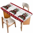 thumbnail image 1 of Christmas Truck Table Cloths for 3 Foot Rectangle Tables, Xmas Snowflakes Winter Plaid Tree Wooden Patio Waterproof Elastic Fitted Tablecloths, Washable Rectangular Table Cover for Camping, 1 of 8